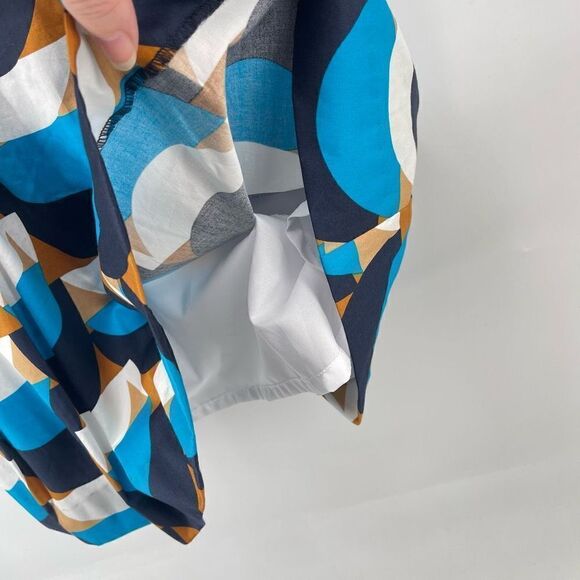 Milly Womens Geometric Dress Fit Flare Mini Sleeveless Scoopneck Lined Blue 2 - Picture 6 of 10